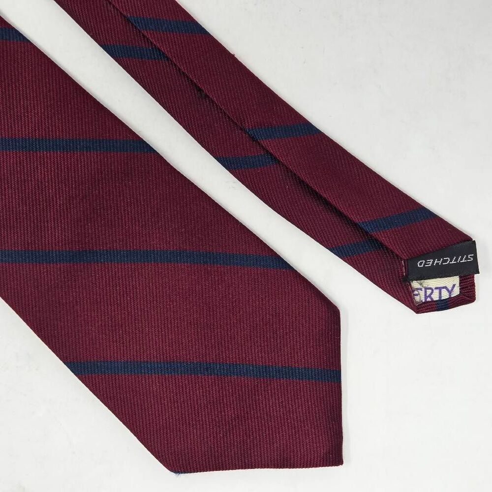 LIBERTY LONDON SILK TIE BURGUNDY NAVY BLUE REPP STRIPE VINTAGE 3.25" X 58"